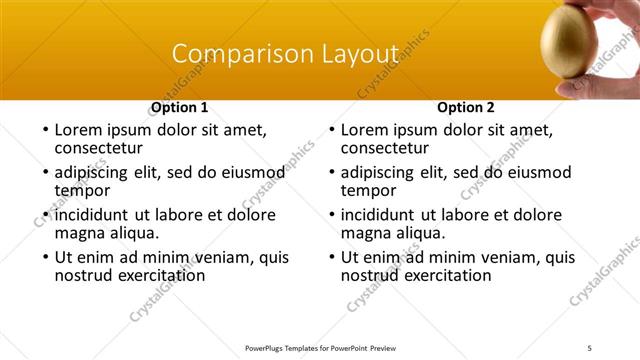 Comparison presentation slide layout