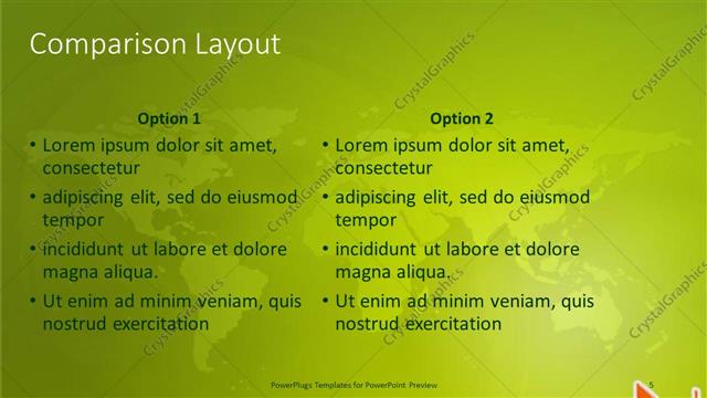 Comparison presentation slide layout