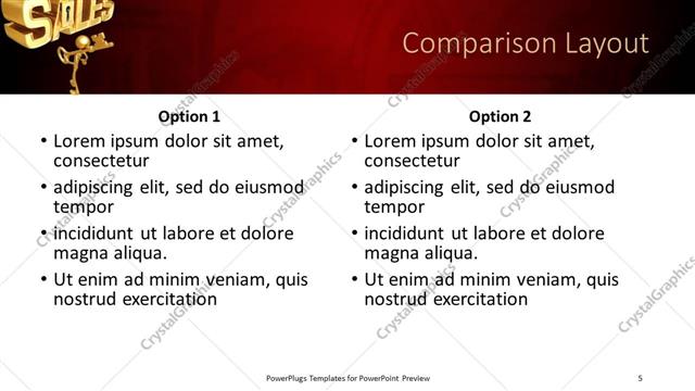 Comparison presentation slide layout