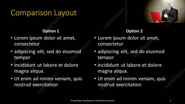 Comparison presentation slide layout