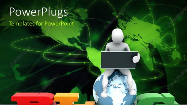  Presentation with blog - A person holding the laptop with a map in the background