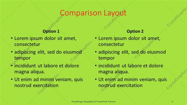 Comparison presentation slide layout