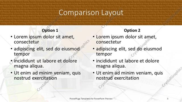 Comparison presentation slide layout