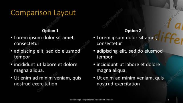 Comparison presentation slide layout