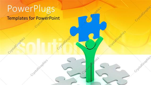  Presentation with solution - A person holding the puzzle piece with yellowish background
