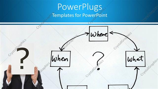  Presentation with question - A person holding the question mark