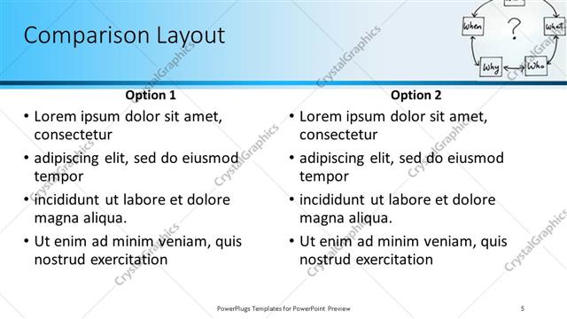 Comparison presentation slide layout