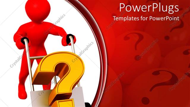  Presentation with question - A person holding the question mark with reddish background
