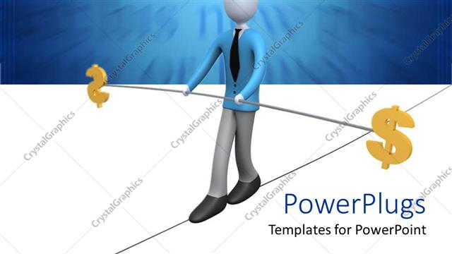  Presentation with dollar signs - A person holding a rod with dollar signs on both sides