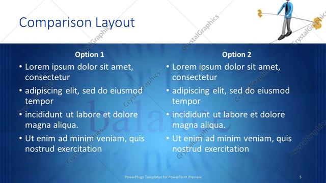 Comparison presentation slide layout