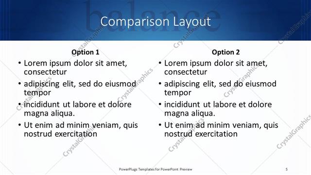 Comparison presentation slide layout