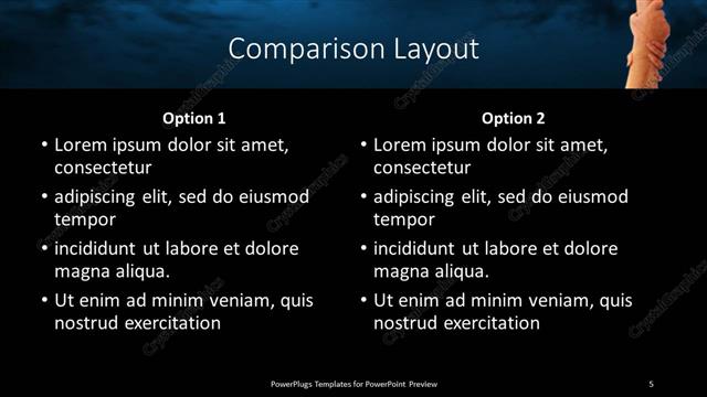Comparison presentation slide layout