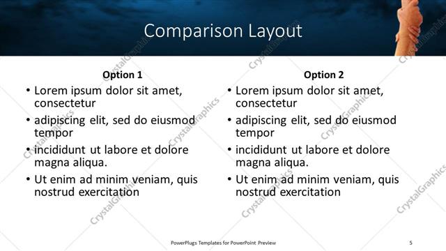 Comparison presentation slide layout