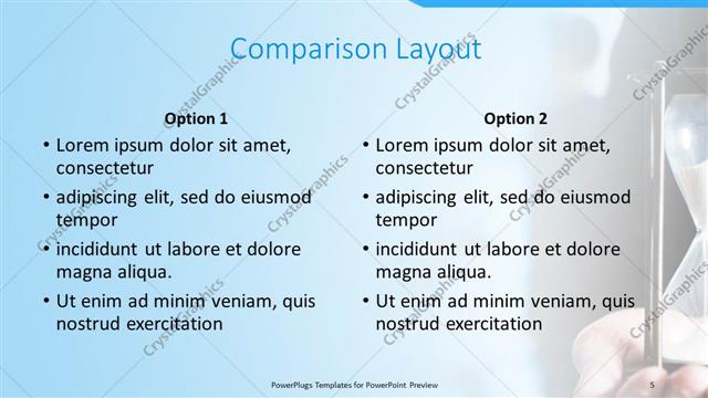 Comparison presentation slide layout