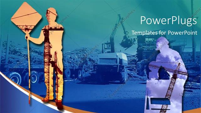  Presentation with art - A person holding a sign along with construction site in the background