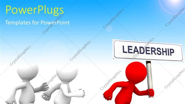  Presentation with leadership - A person holding the sign of leadership and leading others