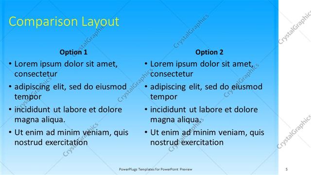 Comparison presentation slide layout