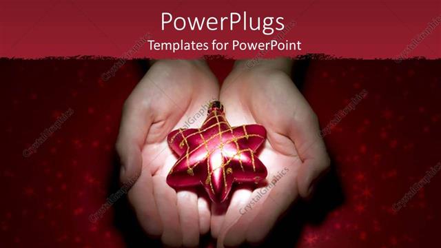  Presentation with star - A person holding the star in her hands and reddish background