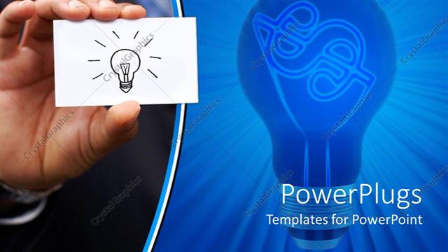  Presentation with symbol - A person holding the symbol of an idea