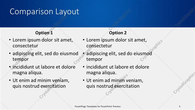 Comparison presentation slide layout