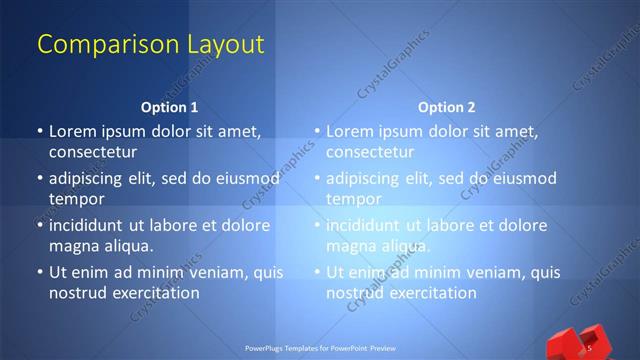 Comparison presentation slide layout