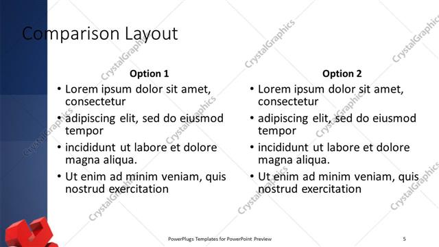 Comparison presentation slide layout