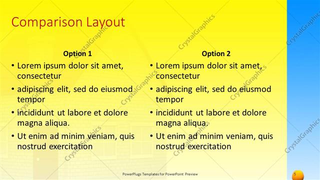 Comparison presentation slide layout