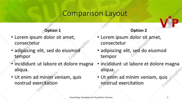 Comparison presentation slide layout