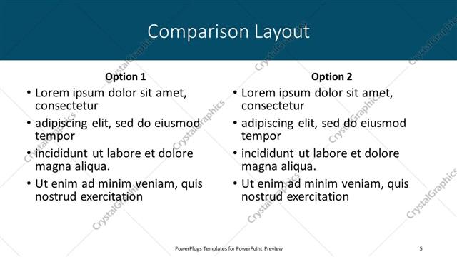 Comparison presentation slide layout