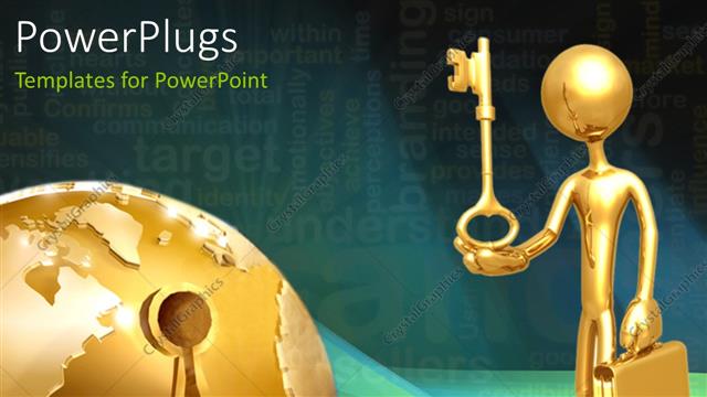 Presentation with unlock - A person with a key and a number of bullet points