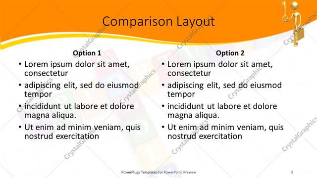 Comparison presentation slide layout