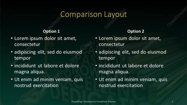 Comparison presentation slide layout