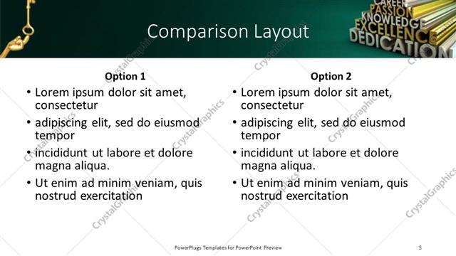 Comparison presentation slide layout