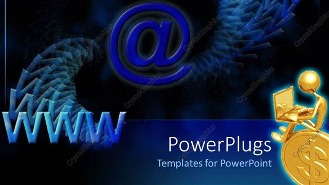  Presentation with www - A person with a laptop and a coin with blackish background