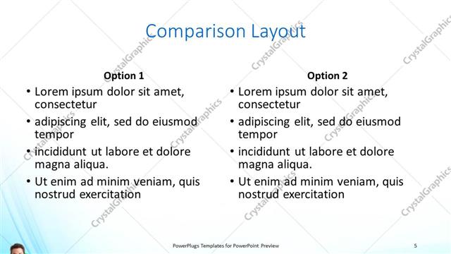 Comparison presentation slide layout