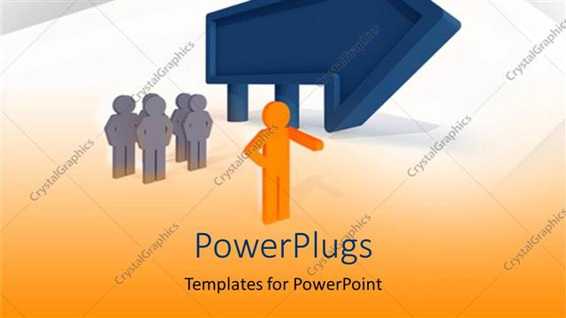  Presentation with direction - A person leading others towards a direction