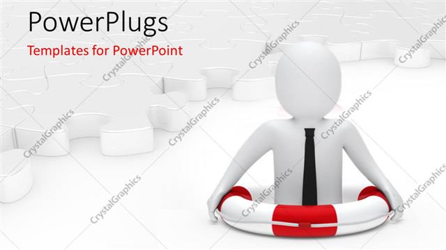  Presentation with lifesaver - A person with a lifesaver and puzzles in the background