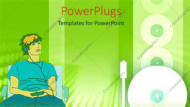  Presentation with person listening - A person listening to music with greenish background