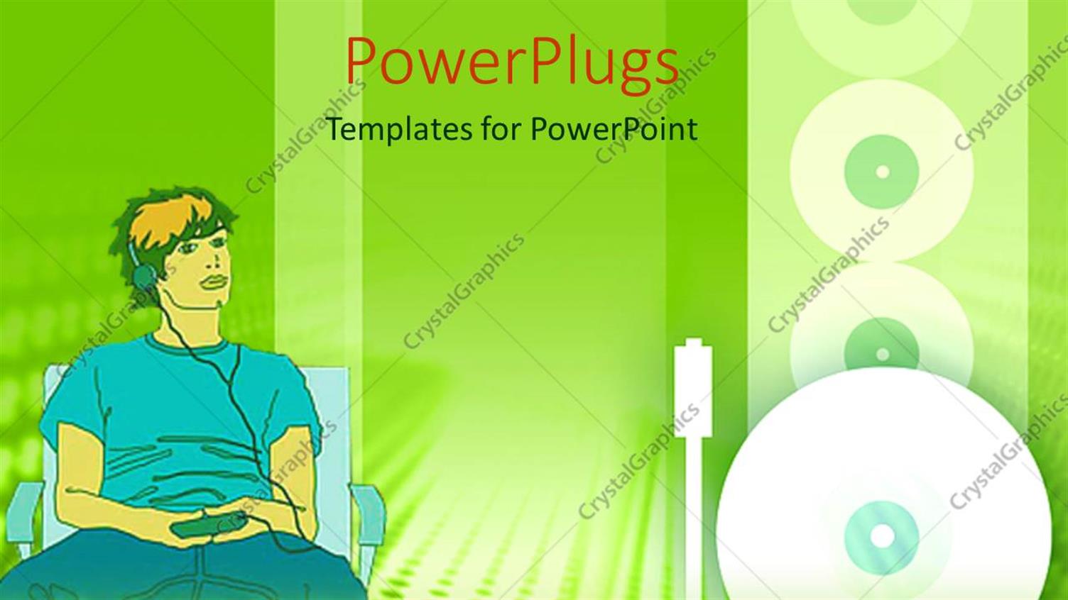 Featuring a Person Listening to Music with Greenish Background