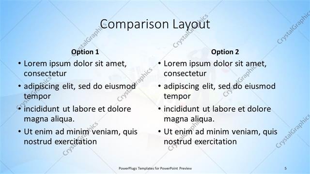 Comparison presentation slide layout