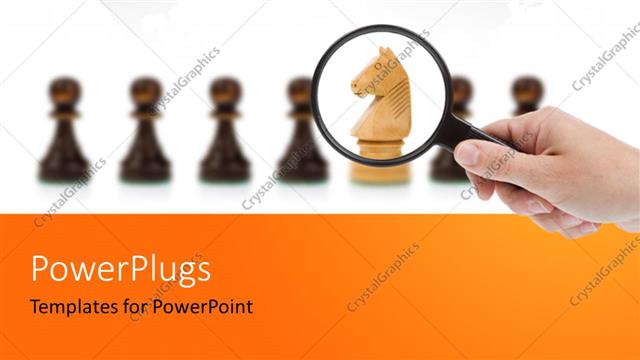  Presentation with looking glass - A person looking at the chess pieces with a magnifying glass