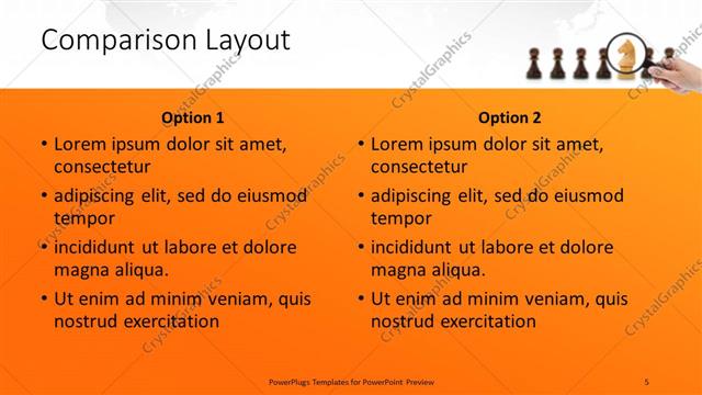 Comparison presentation slide layout