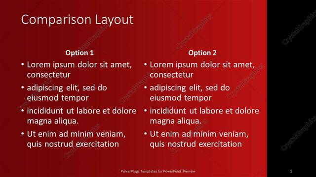 Comparison presentation slide layout
