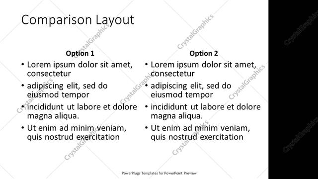 Comparison presentation slide layout