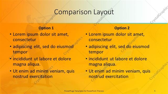 Comparison presentation slide layout