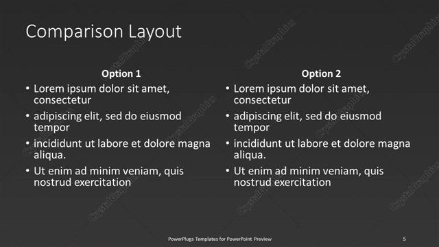 Comparison presentation slide layout