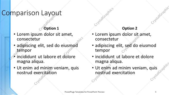 Comparison presentation slide layout