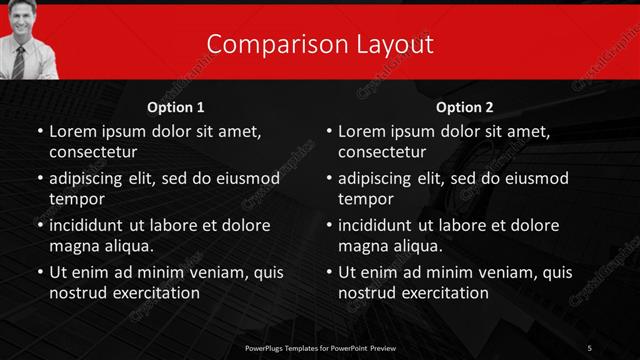 Comparison presentation slide layout