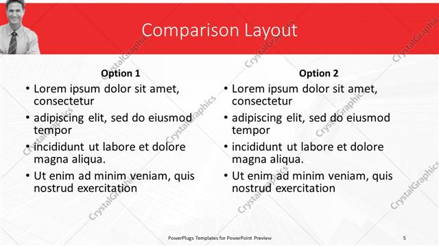 Comparison presentation slide layout