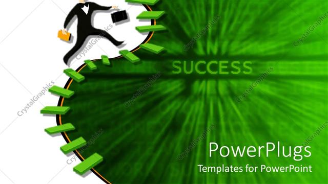  Presentation with stairs - A person with a lot of stairs and greenish background